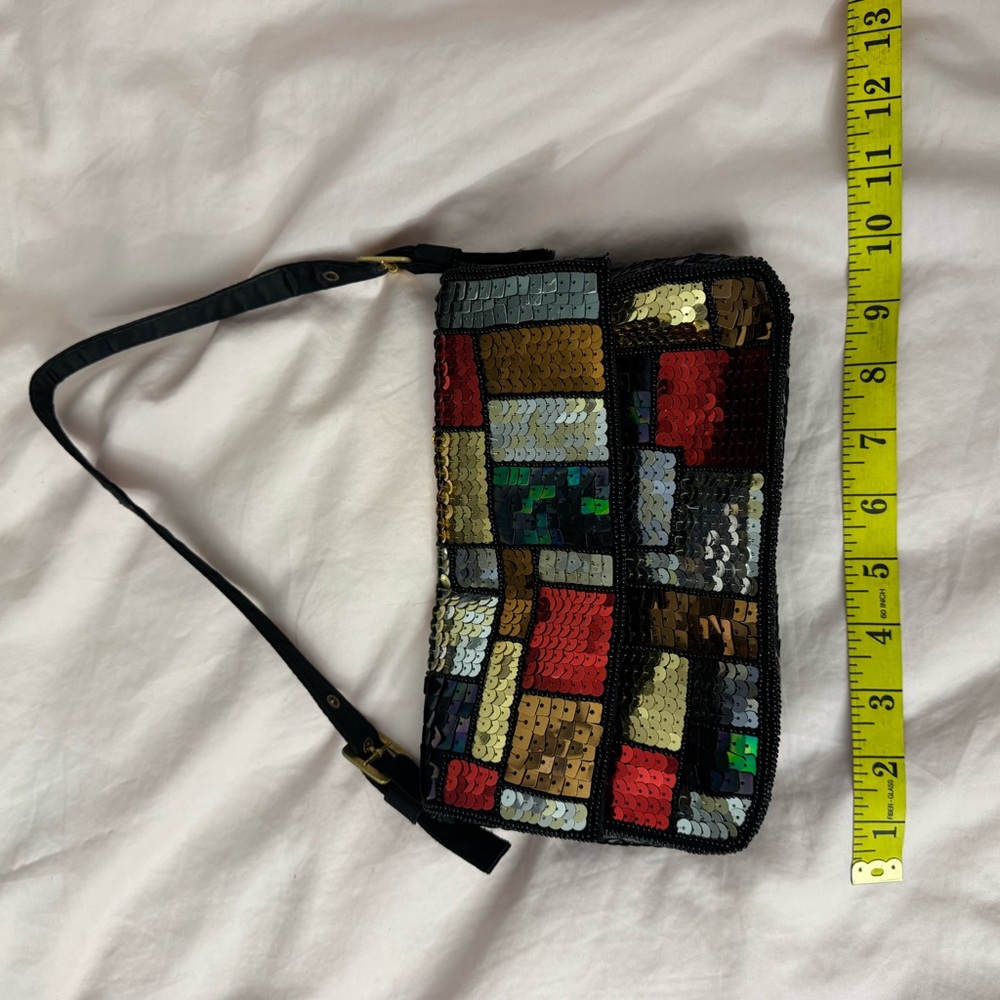Sequin Patchwork Baguette Shoulder Bag - image 3